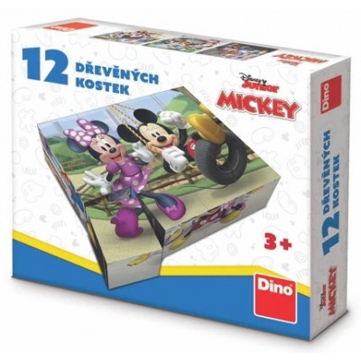 Dino Dřevěné licenční kostky 12 ks - Mickey Mouse