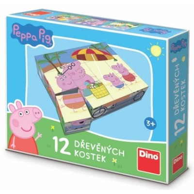 Dino Dřevěné licenční kostky 12 ks - Peppa Pig