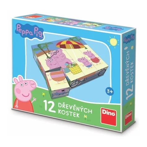 Dino Dřevěné licenční kostky 12 ks - Peppa Pig ~ 1