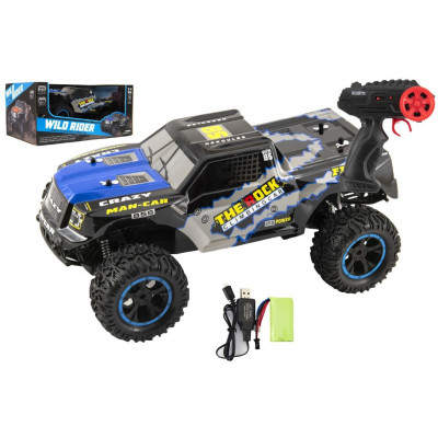 Auto RC terénní modré 39cm plast 2,4GHz na baterie + dobíjecí pack