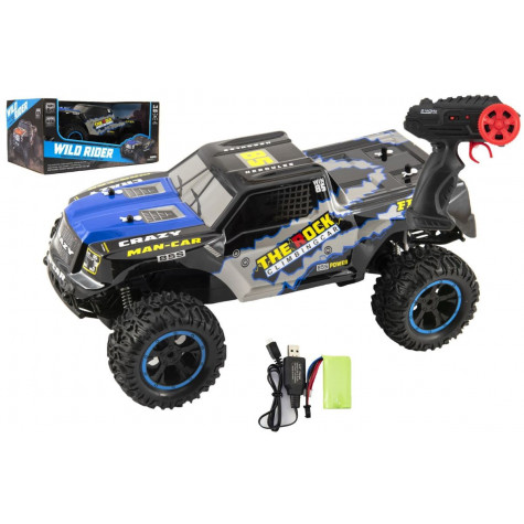 Auto RC terénní modré 39cm plast 2,4GHz na baterie + dobíjecí pack ~ 1