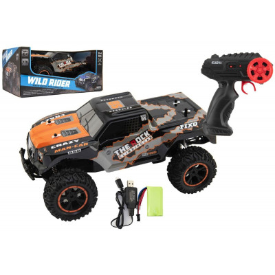 Auto RC terénní oranžové 39cm plast 2,4GHz na baterie + dobíjecí pack